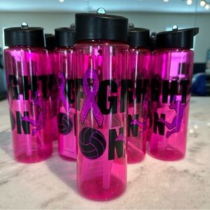 🎉SOLD🎉 Volleyball Water Bottle Tumbler Breast Cancer Awareness